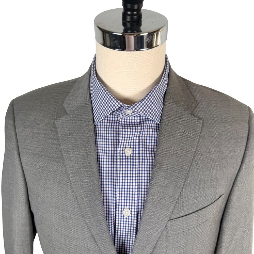 Tommy Hilfiger 40S Gray Worsted Wool Two Button Blazer Suit Jacket Sharkskin